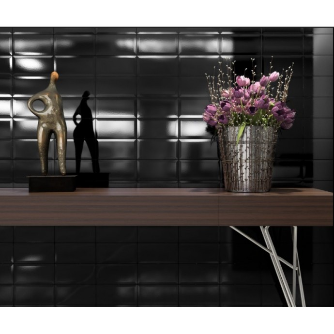 Subway 10x20 Biselado Negro Brillante 1ra. Cal....