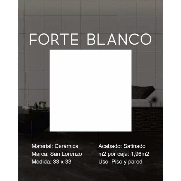 Forte Blanco 33x33 - Ceramica San Lorenzo 2da Calidad - Caja por 1.96mÂ²