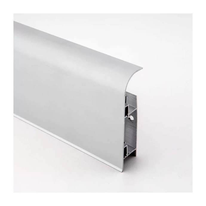 Zocalo Clip Aluminio Plateado Mate 9 x 25 x 2500 mm | Moldumet