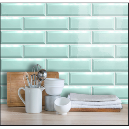 Biselado 8.5x30 - Agua Marina Brillante - Caja x 39 Pz.| Colores Solidos