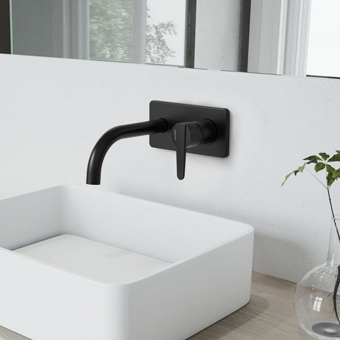 Lavatorio Monocomando de Pared Flat Black |...