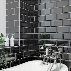 Beveled Subway 7.5x15 Black (Caja x 88 Pz.) Ceramica |...