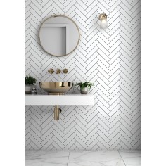 Subway Flat Brick Bianco Brillante 5x21.5 cm - Caja x 96...